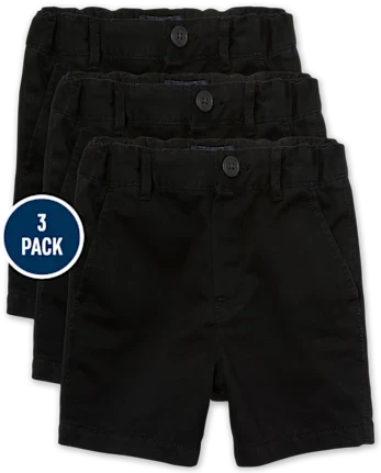 Baby And Toddler Boys Uniform Stretch Chino Shorts 3-Pack - black