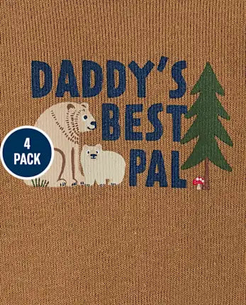 Baby Boys Bear Bodysuit 4-Pack - blue