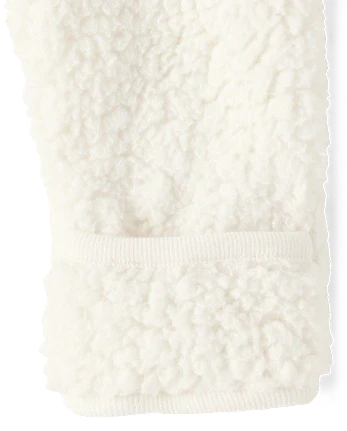 Baby Bear Sherpa Microfleece Lined Bunting - white