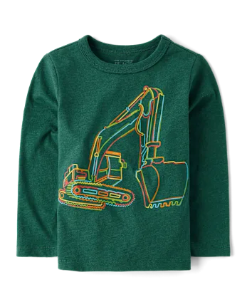 Baby And Toddler Boys Excavator Graphic Tee - green