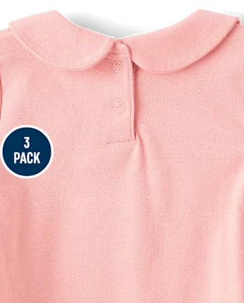 Baby Girls Peter Pan Bodysuit 3-Pack - gray