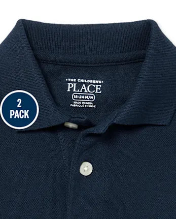 Baby And Toddler Uniform Soft Pique Polo 2-Pack - blue