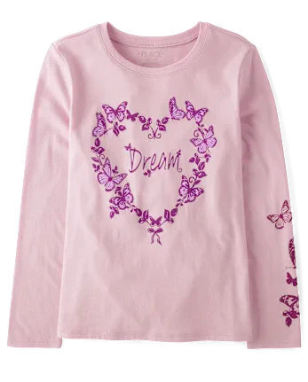 Girls Dream Heart Graphic Tee - purple