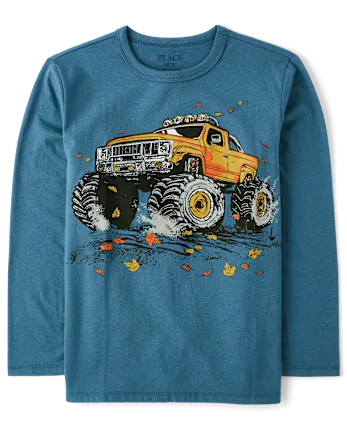 Boys Monster Truck Graphic Tee - blue
