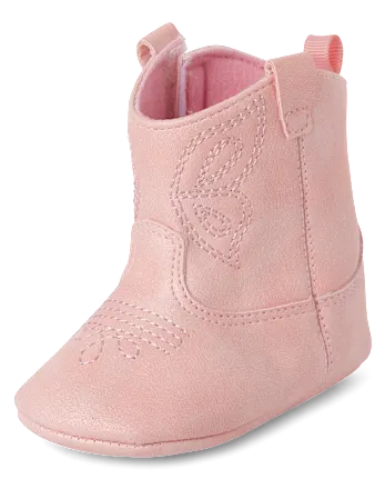 Baby Girls Butterfly Cowgirl Boots - pink