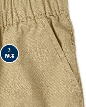 Baby And Toddler Boys Pull On Jogger Shorts 3-Pack - tan