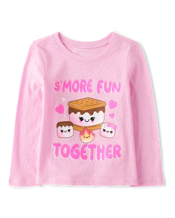 Baby And Toddler Girls S'more Fun Together Graphic Tee - pink