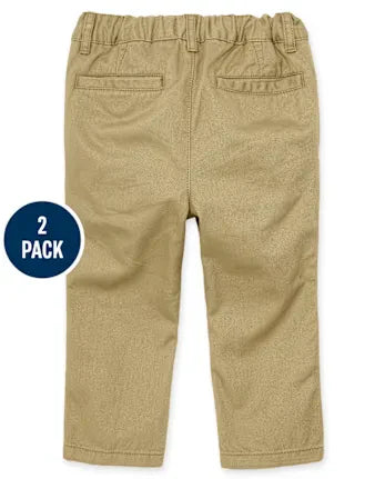 Baby And Toddler Boys Uniform Stretch Skinny Chino Pants 2-Pack - tan