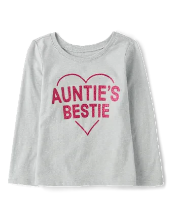 Baby And Toddler Girls Auntie's Bestie Graphic Tee - gray