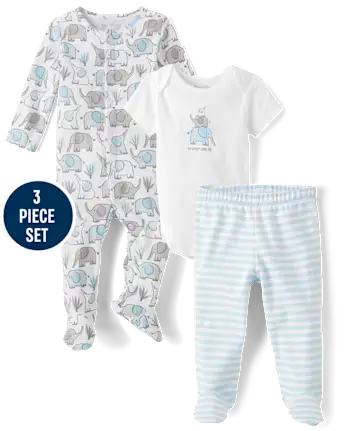 Baby Boys Elephant 3-Piece Take Me Home Set - gray