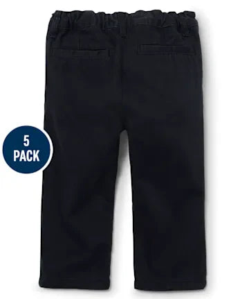 Baby And Toddler Boys Uniform Relaxed Straight Chino Pants 5-Pack - blue