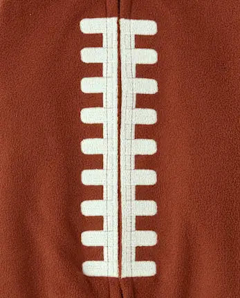 Baby And Toddler Matching Family Football Microfleece Footed One Piece Pajamas - brown