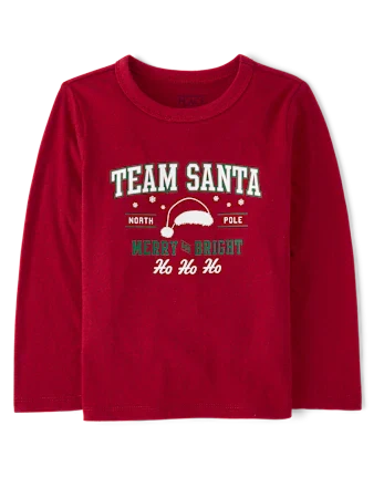 Baby And Toddler Matching Family Team Santa Graphic Tee - red