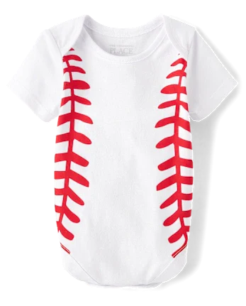 Baby Baseball Graphic Bodysuit - white