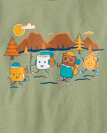 Toddler Boys Camp Smores Graphic Tee - green