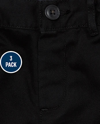 Baby And Toddler Boys Uniform Stretch Chino Shorts 3-Pack - black