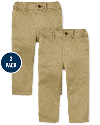 Baby And Toddler Boys Uniform Stretch Skinny Chino Pants 2-Pack - tan