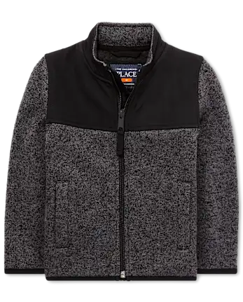 Baby And Toddler Boys Sweater Fleece Trail Jacket - black