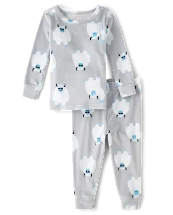 Baby And Toddler Boys Yeti Velour Pajamas - gray
