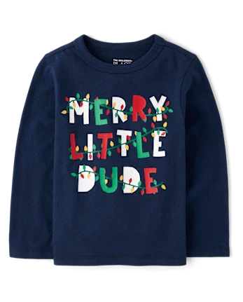 Baby And Toddler Boys Merry Little Dude Graphic Tee - blue