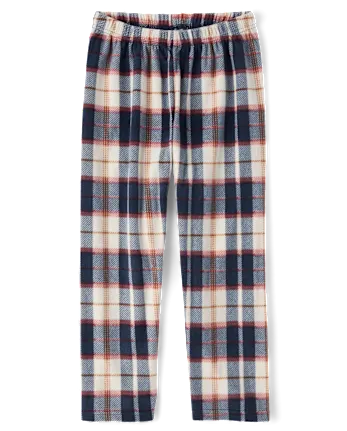 Boys Plaid Microfleece Pajama Pants - blue