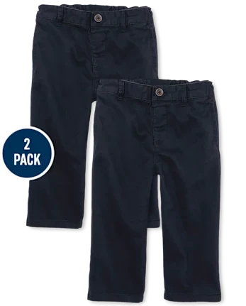Baby And Toddler Boys Uniform Stretch Straight Chino Pants 2-Pack - blue