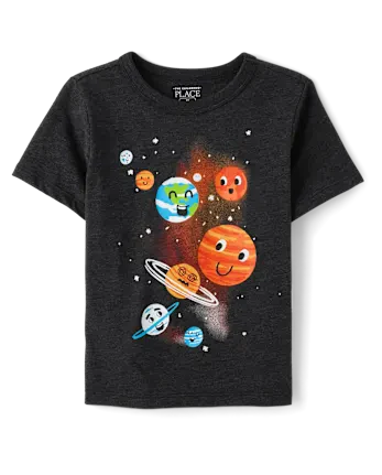 Toddler Boys Planet Friends Graphic Tee - black