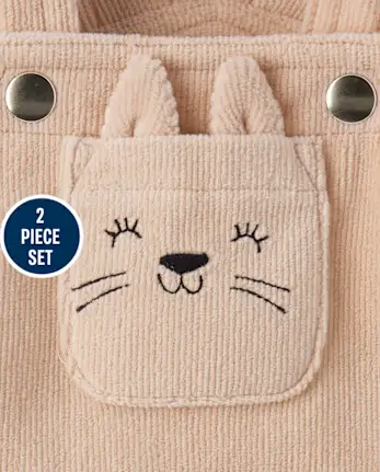 Baby Girls Leopard Skirtall 2-Piece Playwear Set - tan