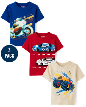 Baby And Toddler Boys Vehicle Graphic Tee 3-Pack - multi