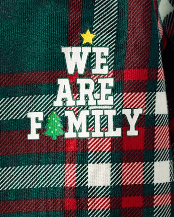 Baby And Toddler Matching Family We Are Family Snug Fit Cotton Footed One Piece Pajamas - green