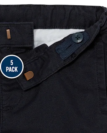 Baby And Toddler Boys Uniform Relaxed Straight Chino Pants 5-Pack - blue