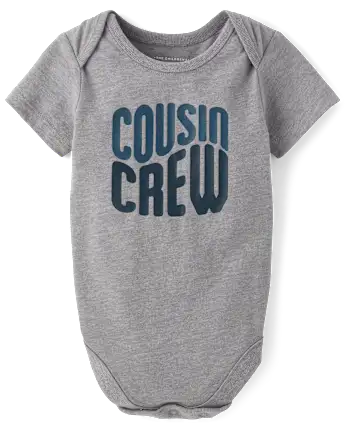 Baby Cousin Crew Graphic Bodysuit - gray