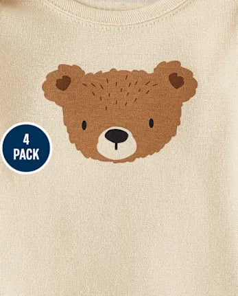 Baby Animal Bodysuit 4-Pack - gray