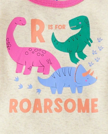 Baby And Toddler Girls Dino Snug Fit Cotton Pajamas - tan