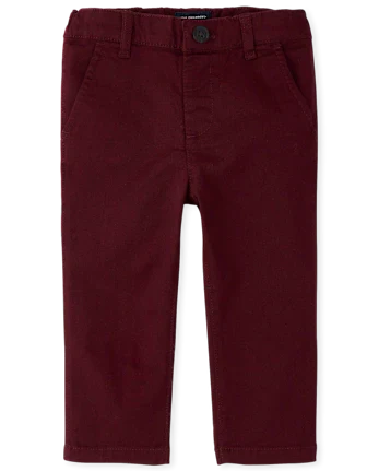 Baby And Toddler Boys Uniform Stretch Skinny Chino Pants - burgundy