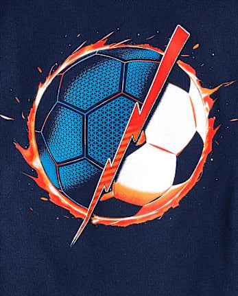 Boys Soccer Snug Fit Cotton Pajamas - blue