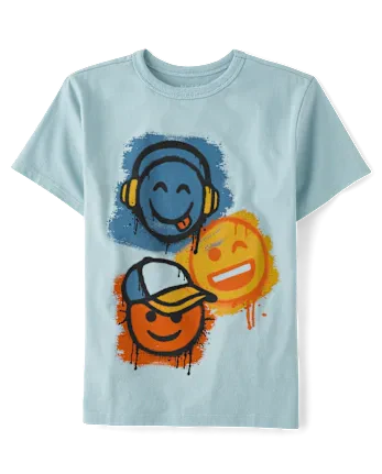 Boys Emojis Graphic Tee - blue
