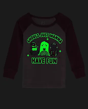 Baby And Toddler Girls Glow Ghouls Wanna Have Fun Snug Fit Cotton Pajamas - pink