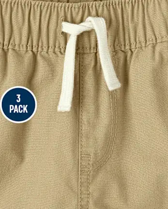 Baby And Toddler Boys Pull On Jogger Shorts 3-Pack - tan