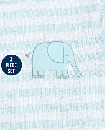 Baby Boys Striped 3-Piece Outfit Set - blue