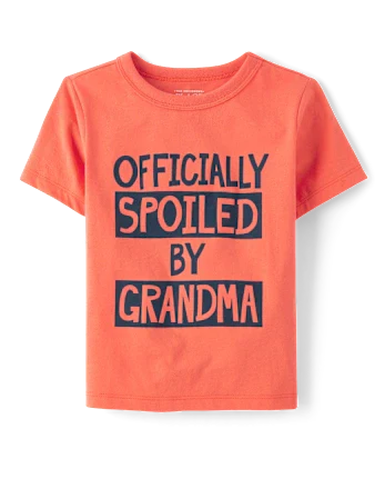 Baby And Toddler Boys Spoiled By Grandma Graphic Tee - orange