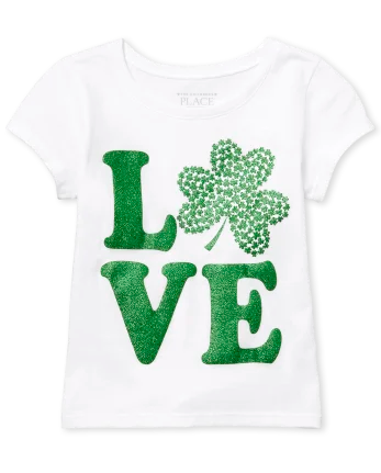 Baby And Toddler Girls St. Patrick's Day Graphic Tee - white