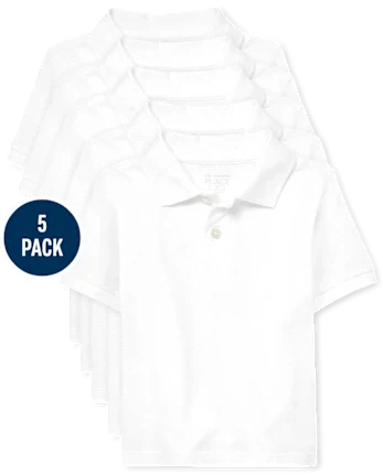 Baby And Toddler Uniform Soft Pique Polo 5-Pack - white