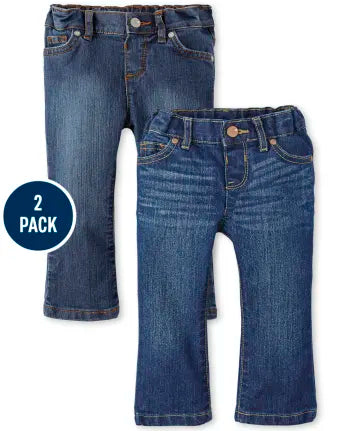 Baby And Toddler Girls Bootcut Jeans 2-Pack - multi