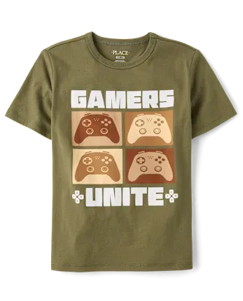 Boys Gamers Unite Graphic Tee - green