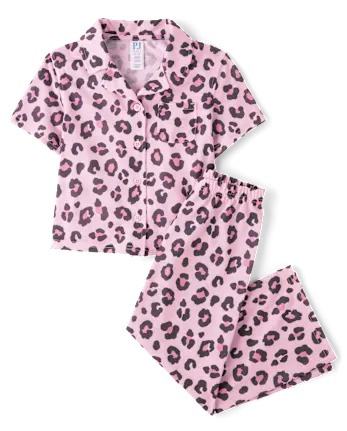 Girls Leopard Pajamas - pink
