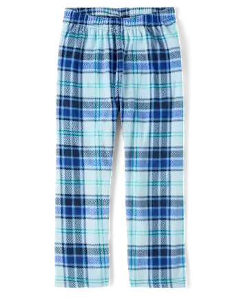 Boys Plaid Microfleece Pajama Pants - blue