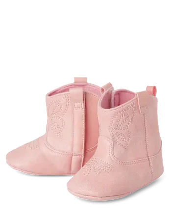 Baby Girls Butterfly Cowgirl Boots - pink
