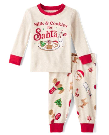 Baby And Toddler Milk And Cookies Snug Fit Cotton Pajamas - tan
