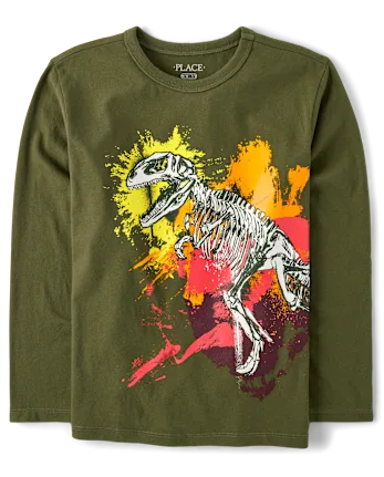 Boys Dino Splatter Graphic Tee - green